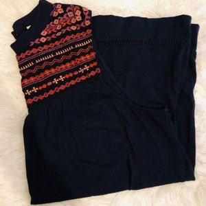 Knox Rose Sleeveless Navy Embroidered Tunic